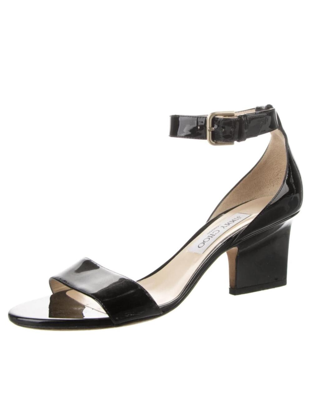 Jimmy Choo Edina 65 patent leather sandals in black size 42